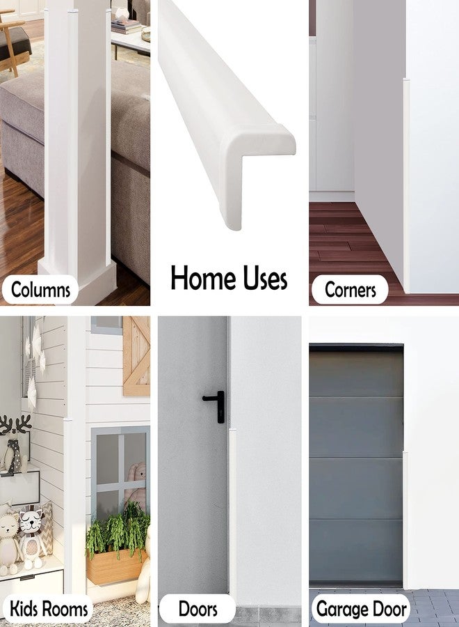 Rubber Bond Wall Corner Guard Edge Protector, 1x1x36 inch Baby Proofing Corner Guards | Self-Adhesive Furniture Edge Strips for Home & Office (5 Pack, White) - Image 4